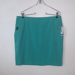 NWT Vintage Worthington A-Line Skirt Teal Green 12P Turn Lock Pockets